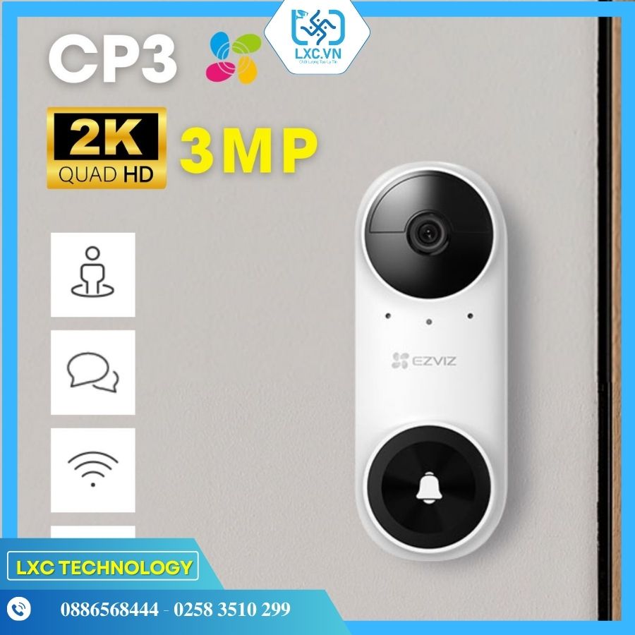 Chuông cửa WiFi thông minh Ezviz CP3 2K 3MP I Chính hãng